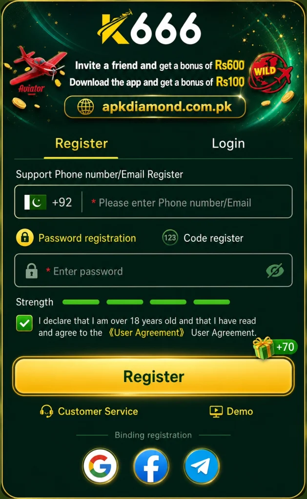 K666 Registration and Login