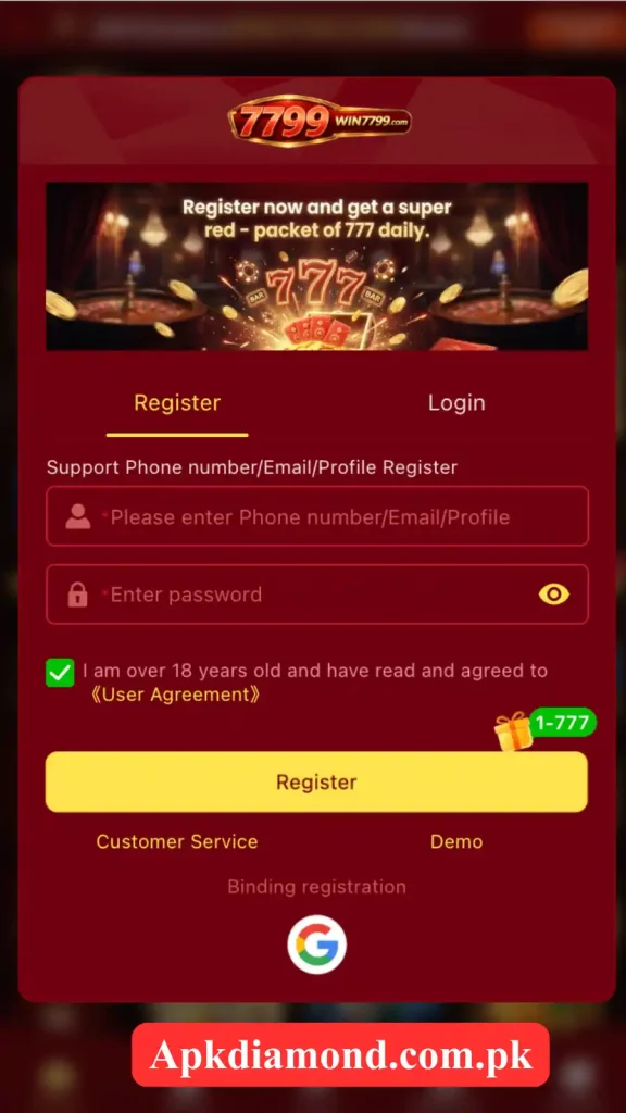 Win7799 Game Register and Login
