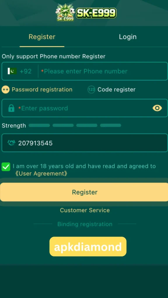 E999 game registration and Login